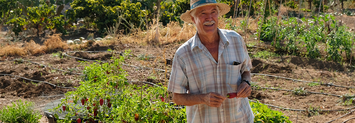 Small hold farmer Pepe in Spain at his farm